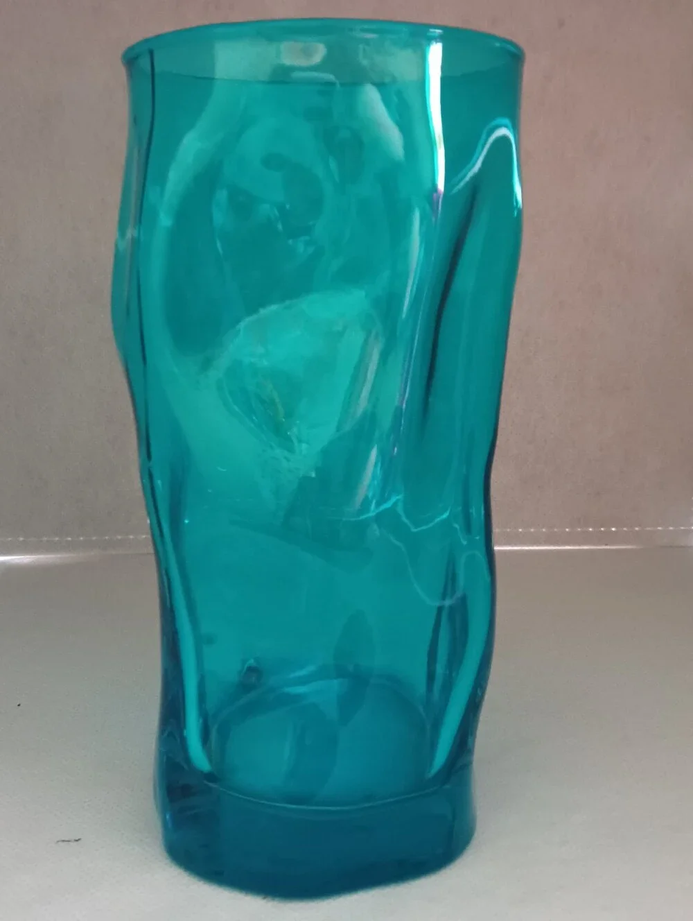 Colorful Crinkled Glass Tumbler Set - Teal and Fuchsia